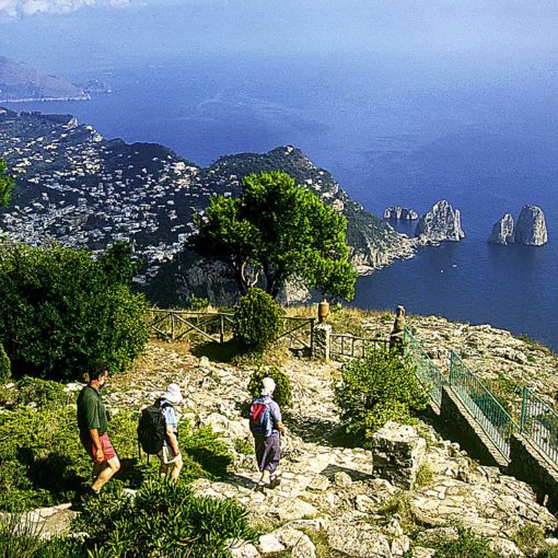 View from the summit of Monte Solaro of Capri and the Bay of Naples, Italy