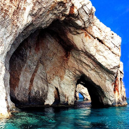 View of the Blue Caves (Galázia Spiliá) on Zákynthos, Greece
