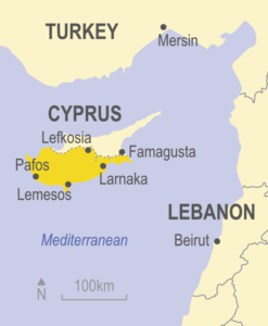 Map showing southern Cyprus